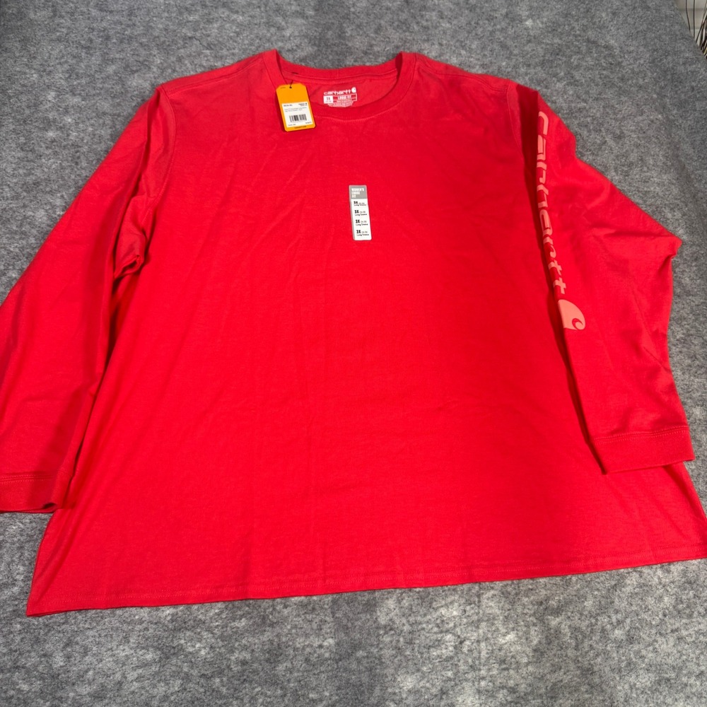 Carhartt Womens 3X Red Loose Fit Heavyweight Long Sleeve Logo T-Shirt TK0231-W